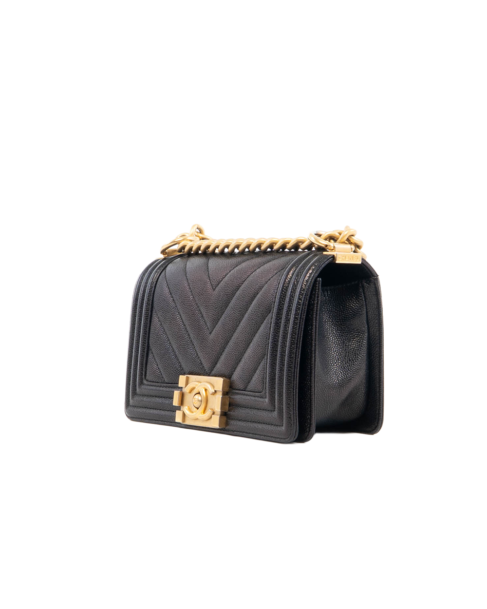 CHANEL BOY 8 BLACK CAVIAR CHEVRON GHW 24888429 5361