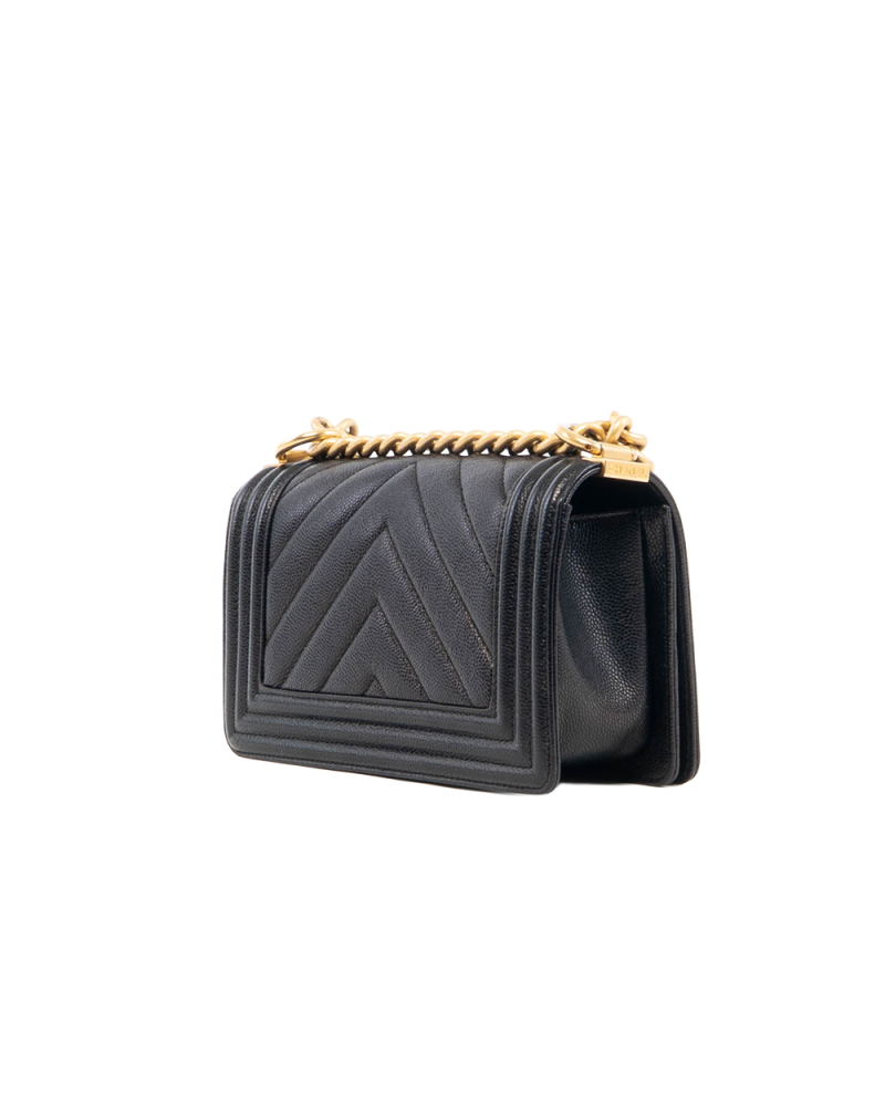 CHANEL BOY 8 BLACK CAVIAR CHEVRON GHW 24888429 5362