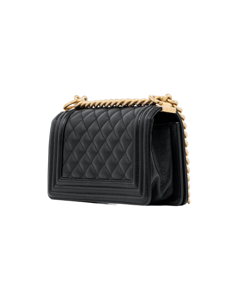 CHANEL BOY 8 BLACK CAVIAR GHW XKUH0H10 02981