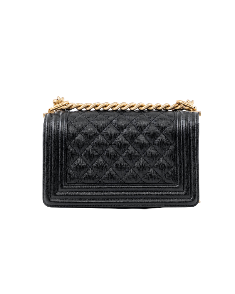 CHANEL BOY 8 BLACK CAVIAR GHW XKUH0H10 02982