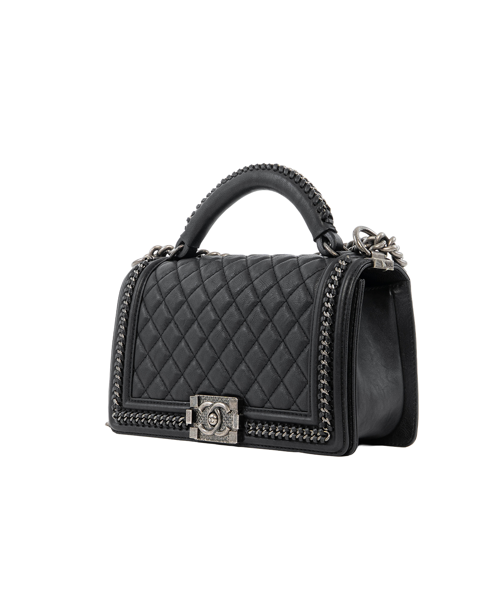 CHANEL BOY HANDLE 10 BLACK LAMB BHW 23111907 4020