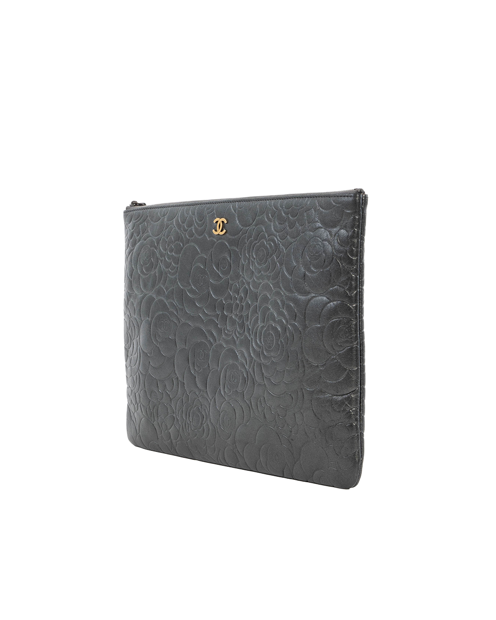 CHANEL CAMELLIA CLUTCH BLACK LAMB GHW 2172