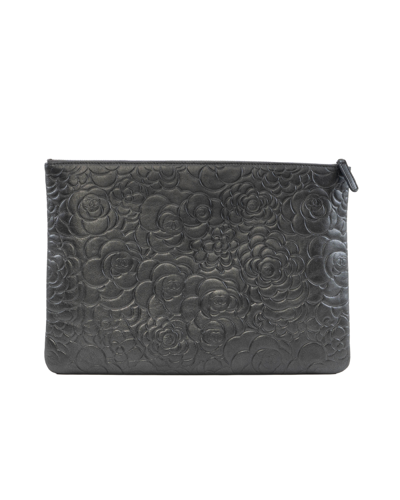 CHANEL CAMELLIA CLUTCH BLACK LAMB GHW 2175