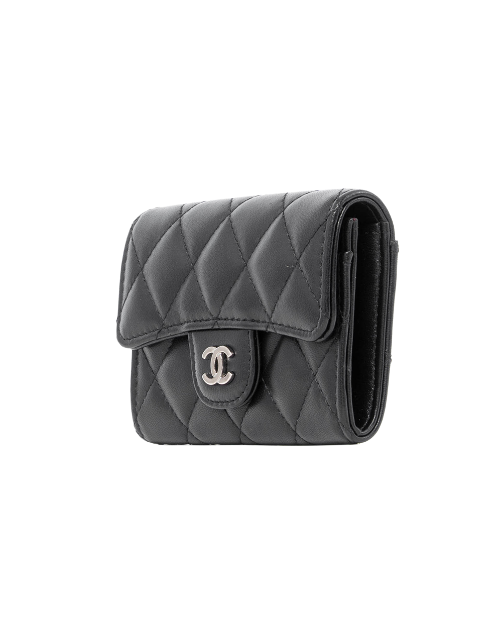 CHANEL CARD HOLDER SHORT BLACK LAMB GHW 28664165 1153