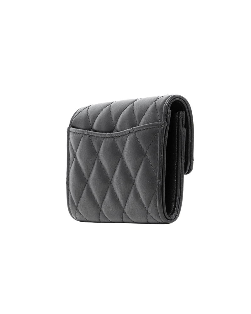 CHANEL CARD HOLDER SHORT BLACK LAMB GHW 28664165 1154