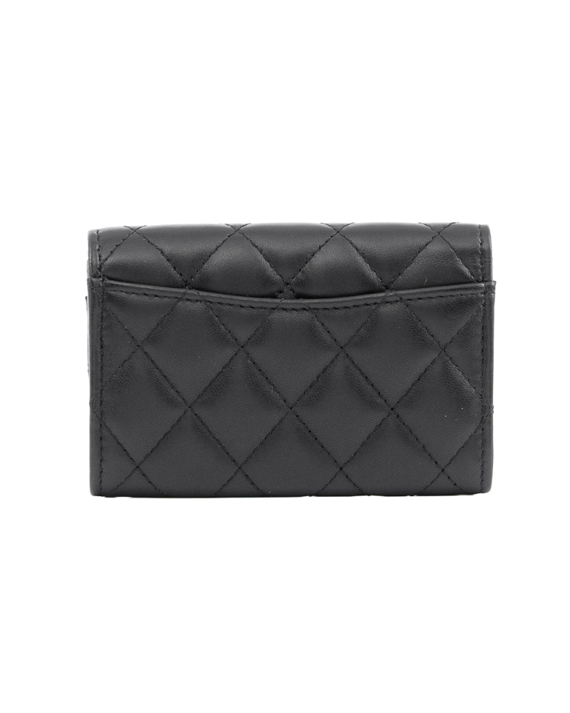 CHANEL CARD HOLDER SHORT BLACK LAMB GHW 28664165 1155
