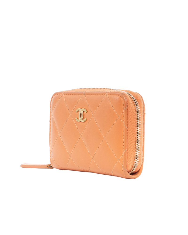 CHANEL CARD HOLDER SHORT ORANGE CALF GHW U7NPA0NC 5087