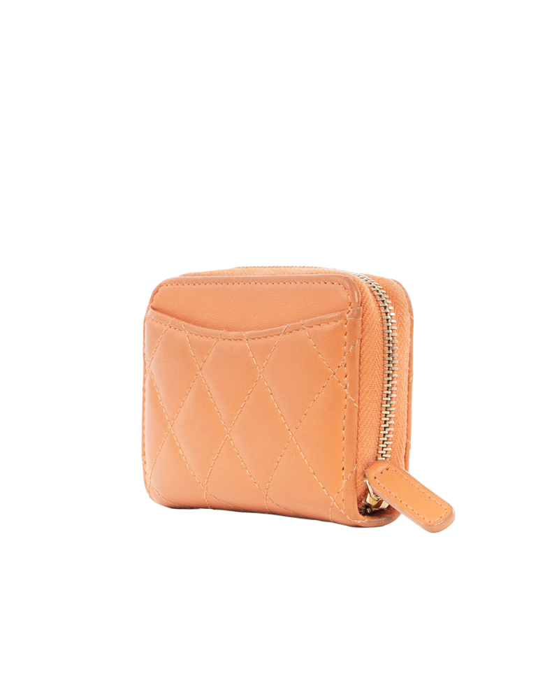 CHANEL CARD HOLDER SHORT ORANGE CALF GHW U7NPA0NC 5088