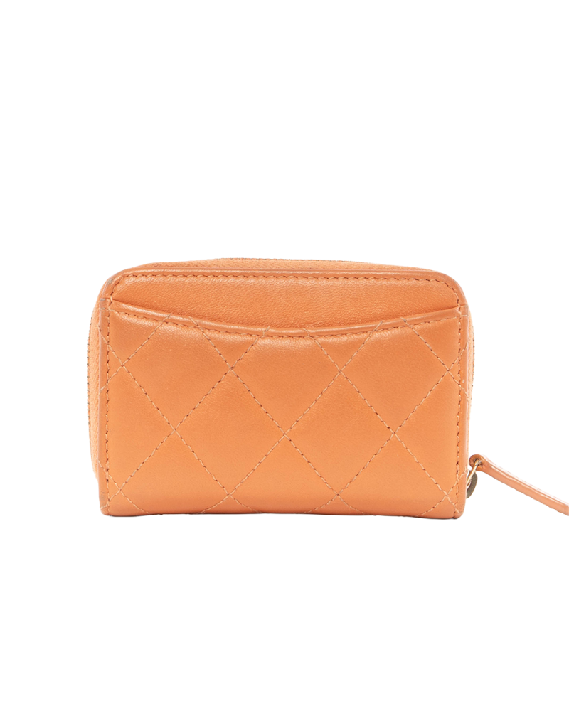 CHANEL CARD HOLDER SHORT ORANGE CALF GHW U7NPA0NC 5089