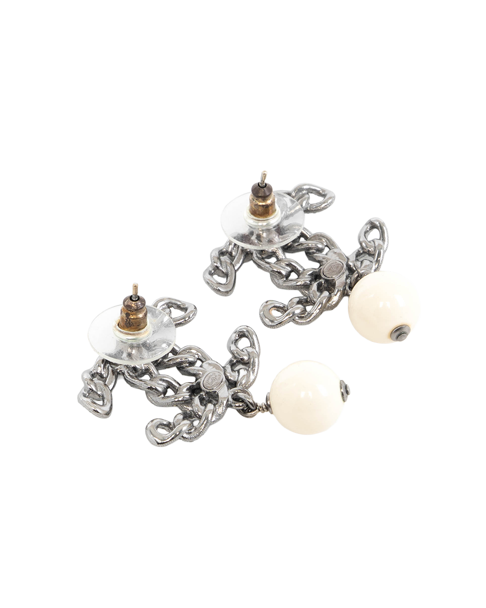 CHANEL CC LOGO CRYSTAL DROP EARRINGS 2.5 CM PEARL CRYSTAL SHW 5575
