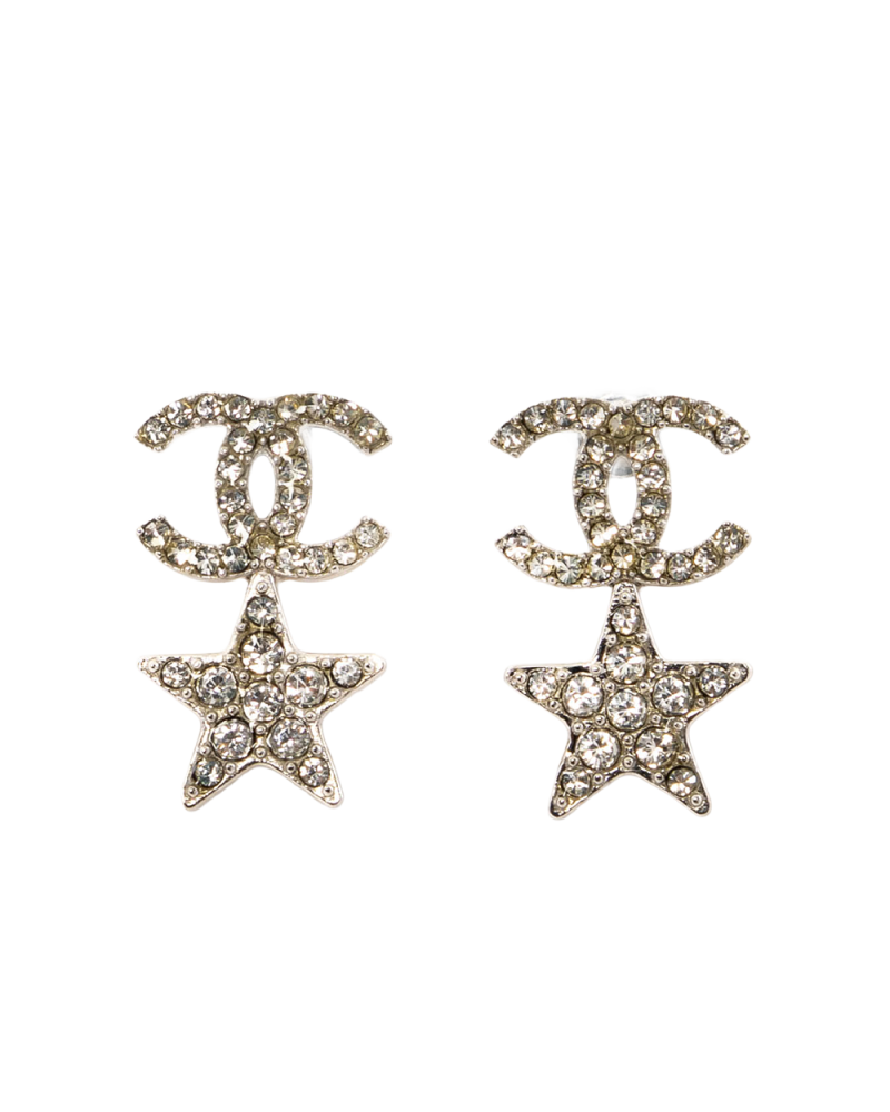 CHANEL CC LOGO CRYSTAL STAR 1 CM SILVER CRYSTAL SHW 0411