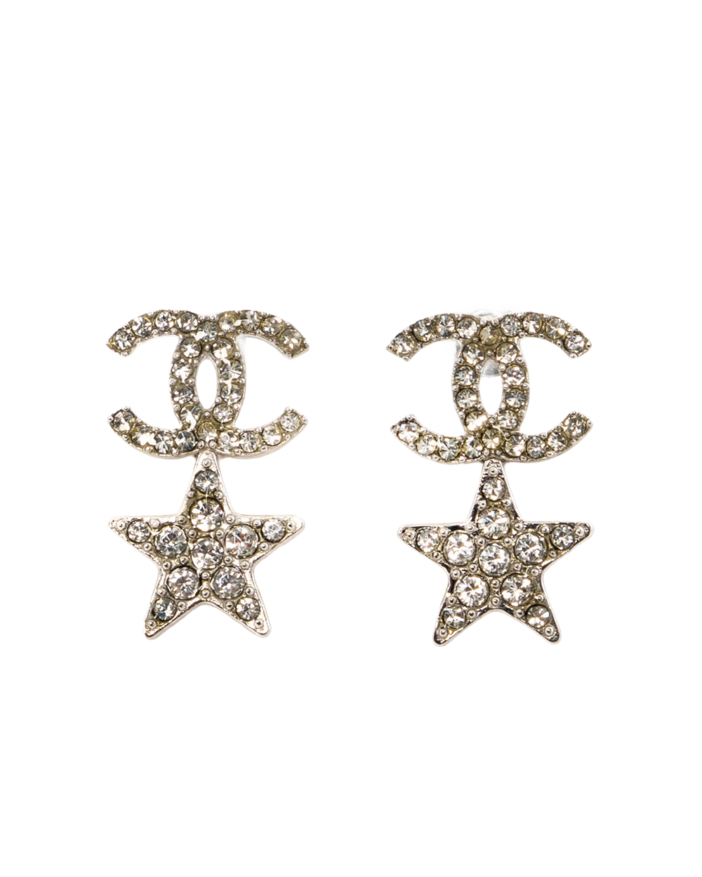 CHANEL CC LOGO CRYSTAL STAR 1 CM SILVER CRYSTAL SHW 0411