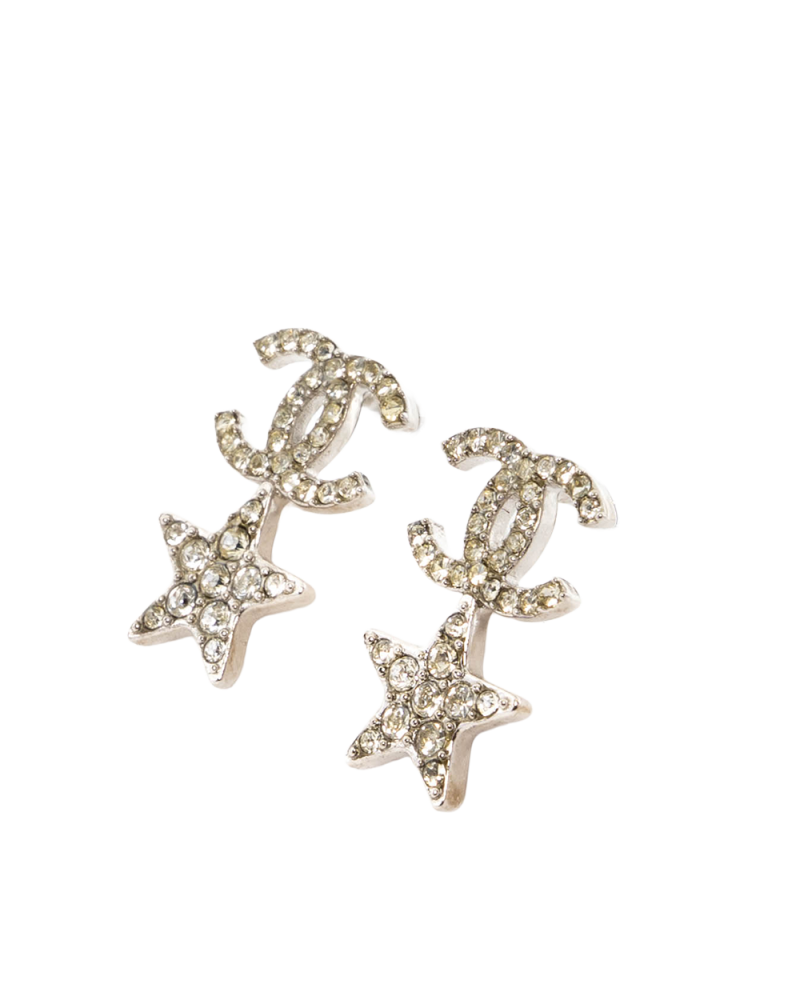 CHANEL CC LOGO CRYSTAL STAR 1 CM SILVER CRYSTAL SHW 0412