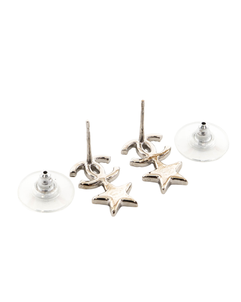 CHANEL CC LOGO CRYSTAL STAR 1 CM SILVER CRYSTAL SHW 0414