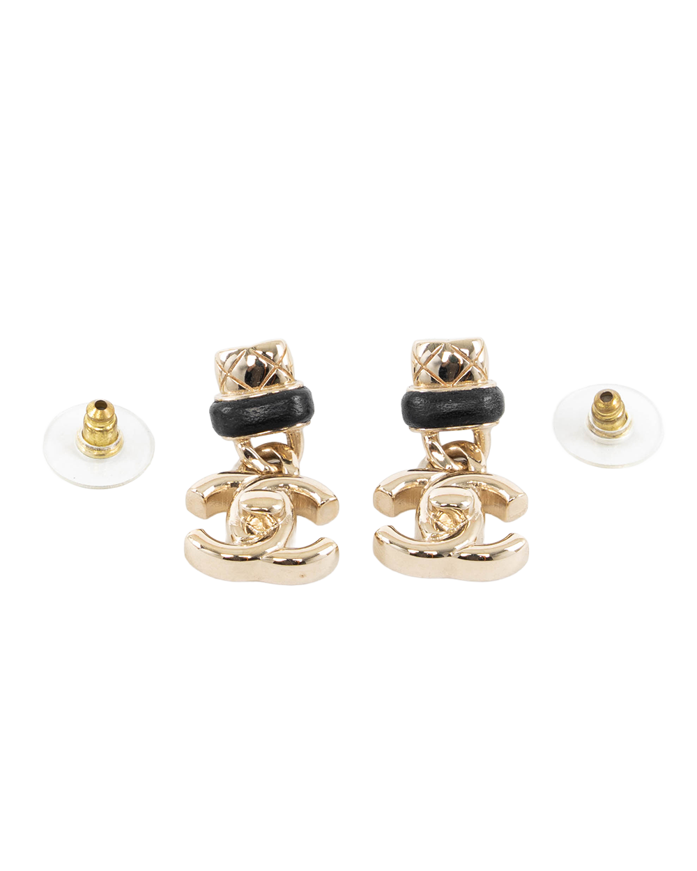 CHANEL CC TURNLOCK DROP EARRINGS 1.5 CM BLACK GHW 5566