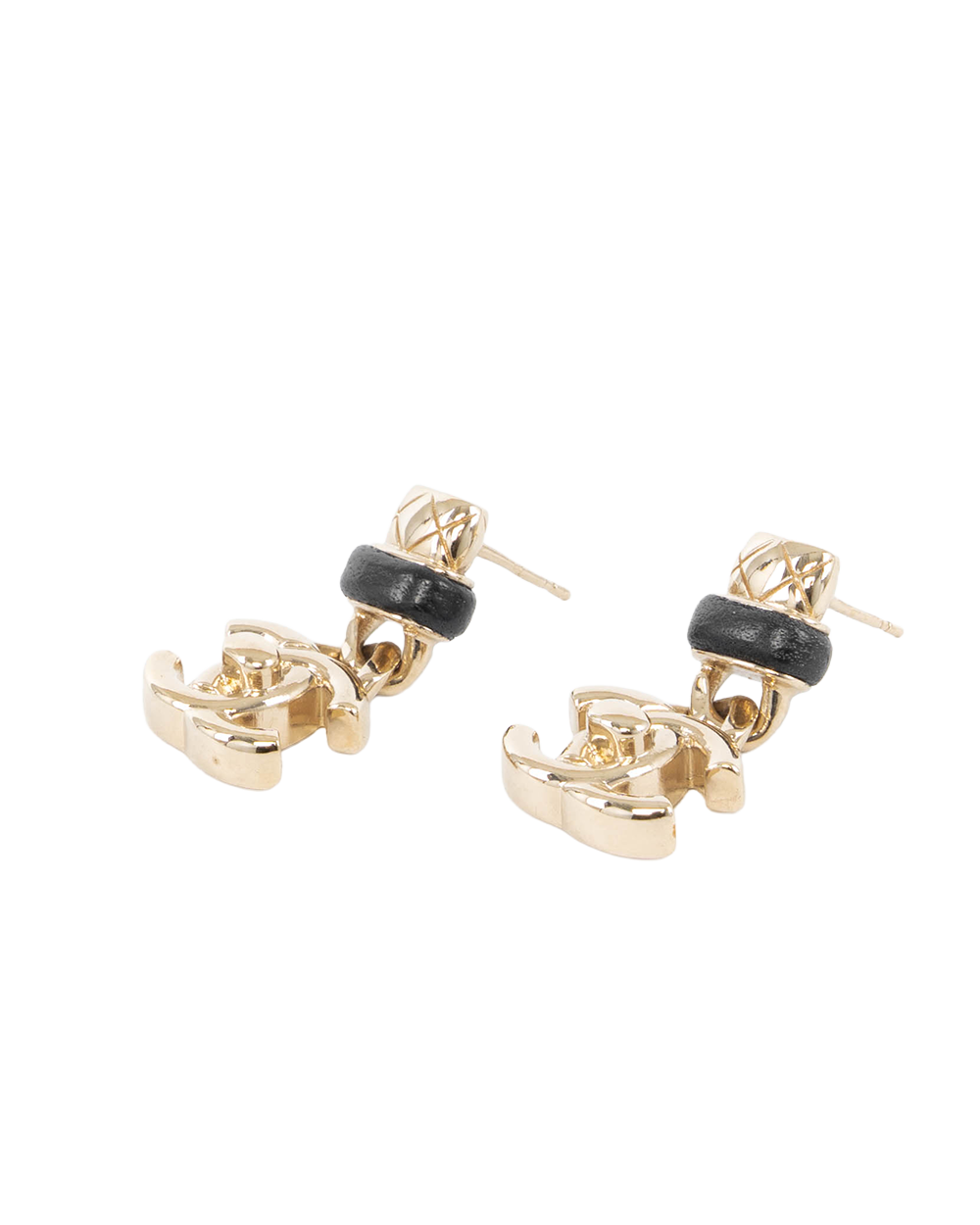 CHANEL CC TURNLOCK DROP EARRINGS 1.5 CM BLACK GHW 5567