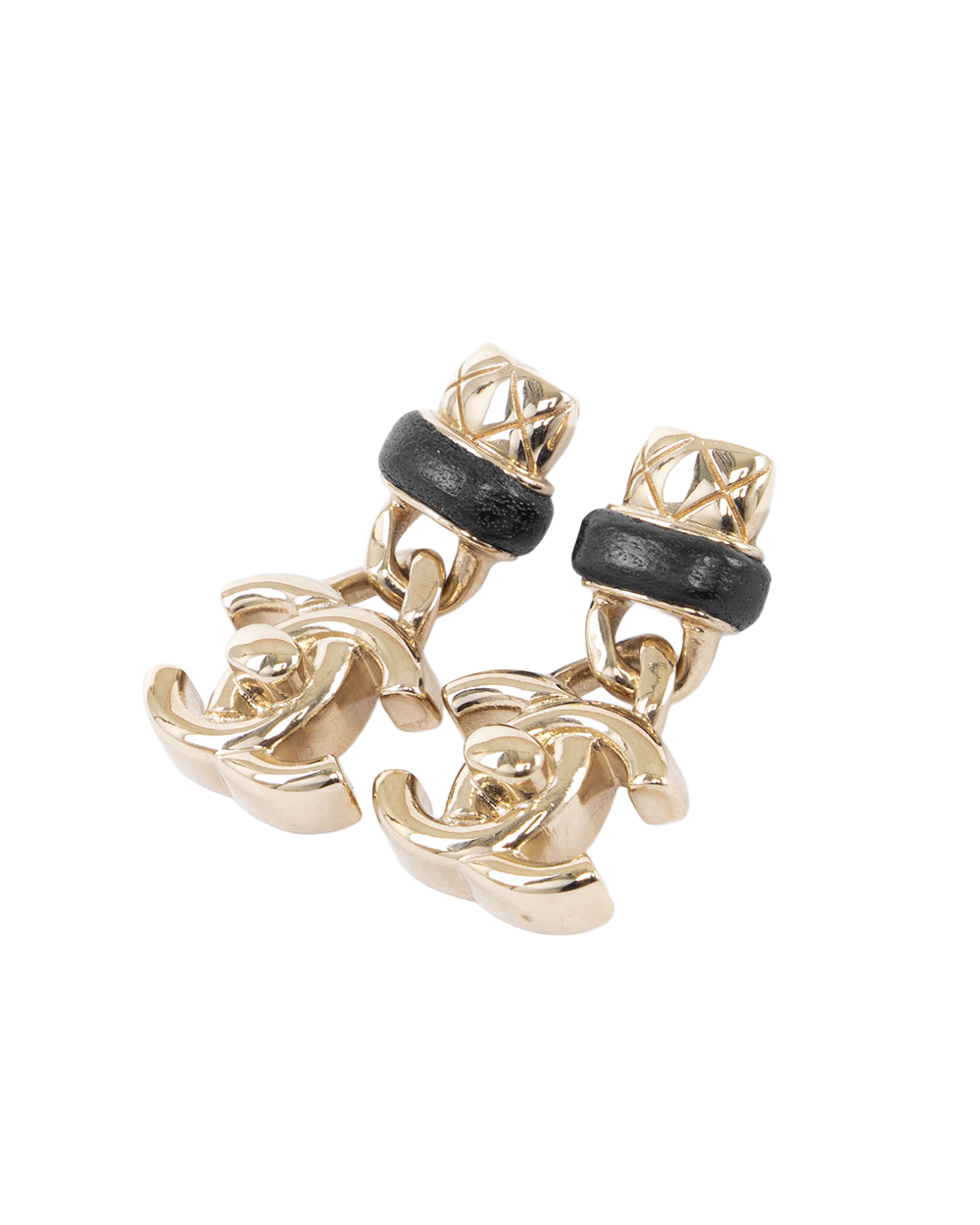 CHANEL CC TURNLOCK DROP EARRINGS 1.5 CM BLACK GHW 5568