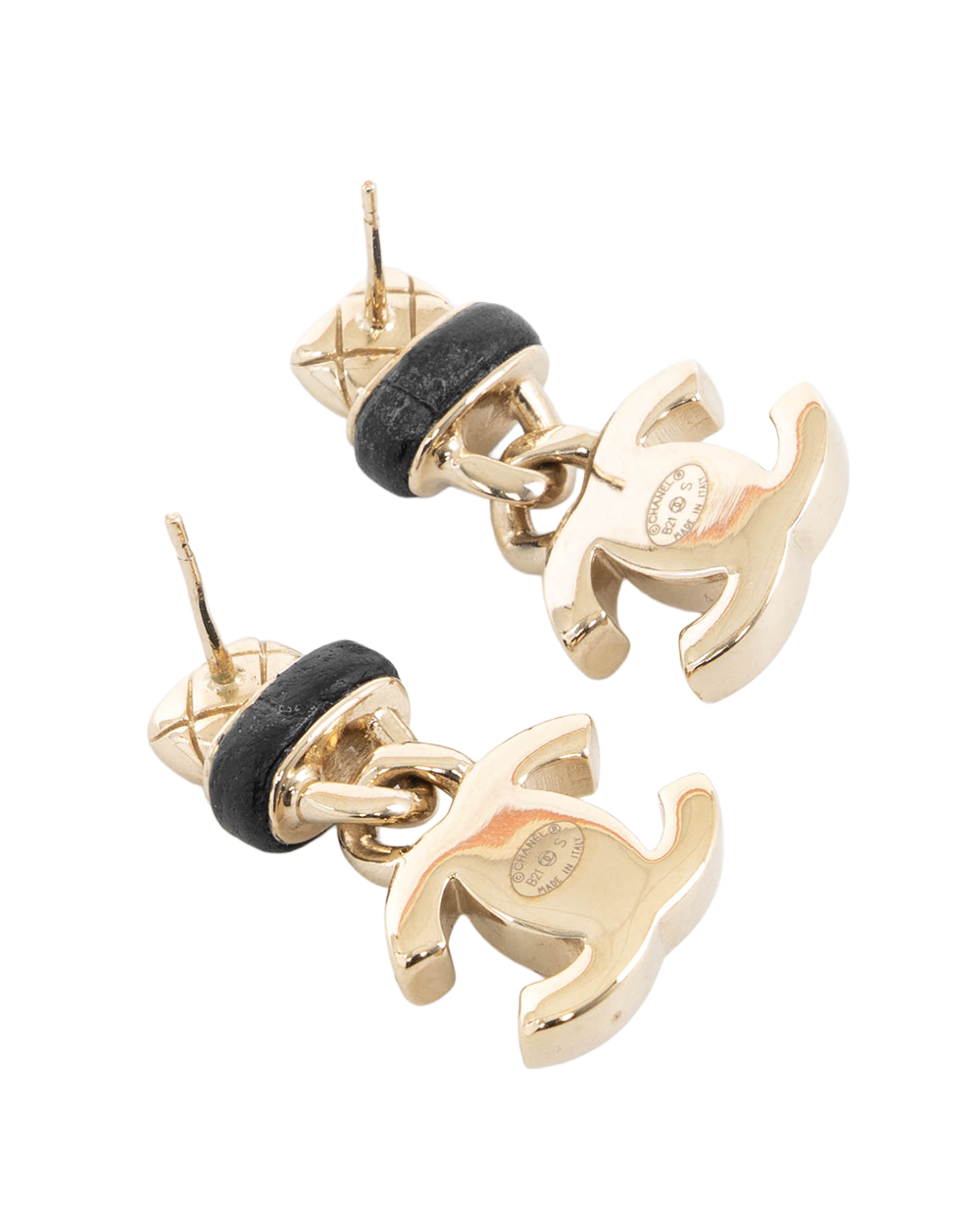 CHANEL CC TURNLOCK DROP EARRINGS 1.5 CM BLACK GHW 5572
