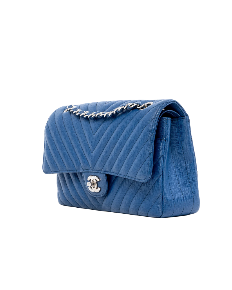 CHANEL CLASSIC 10 BLUE CAVIAR GHW 25153566 05843