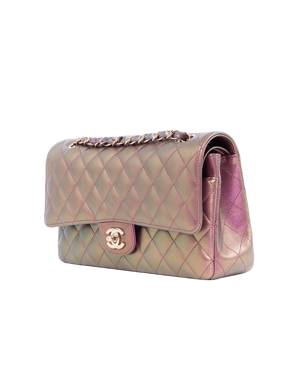CHANEL CLASSIC 10 PINK METALIC LAMB GHW 30794200 4648