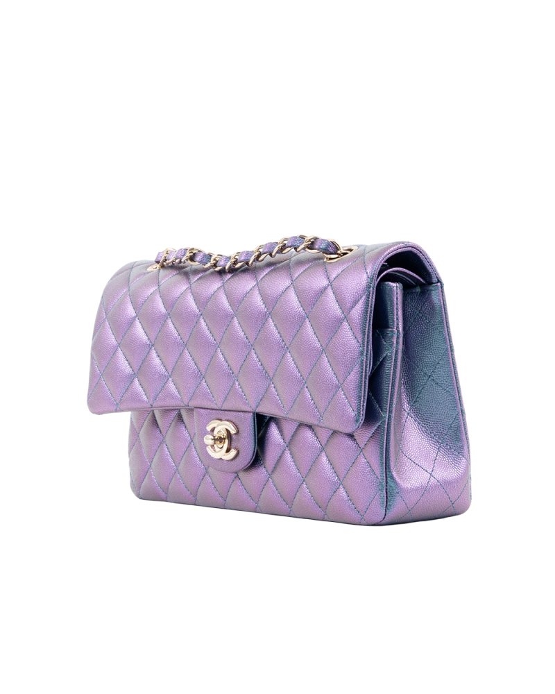 CHANEL CLASSIC 10 PURPLE METALIC CAVIAR SHW NLXG7GNK 4629