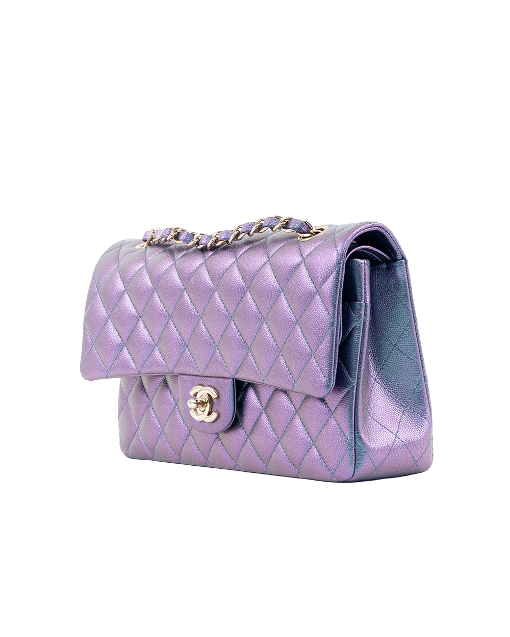 CHANEL CLASSIC 10 PURPLE METALIC CAVIAR SHW NLXG7GNK 4629