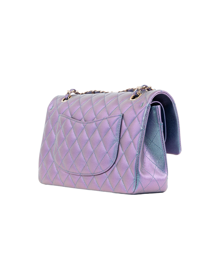 CHANEL CLASSIC 10 PURPLE METALIC CAVIAR SHW NLXG7GNK 4630