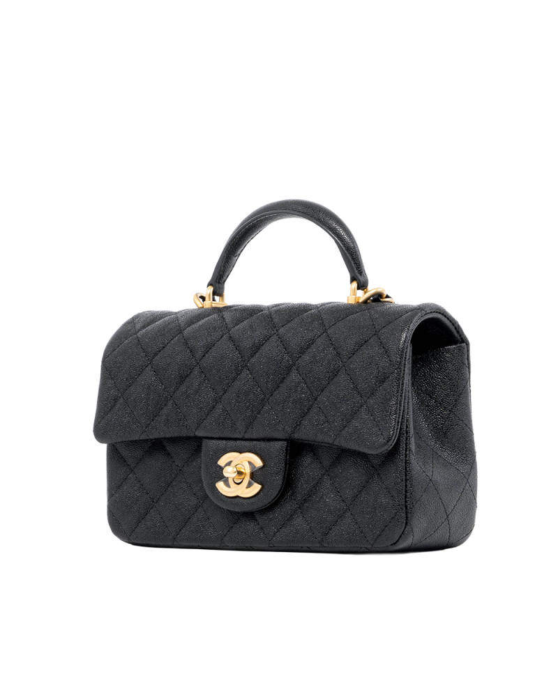 CHANEL CLASSIC WITH TOP HANDLE 8 BLACK CAVIAR GHW 31267006 04289