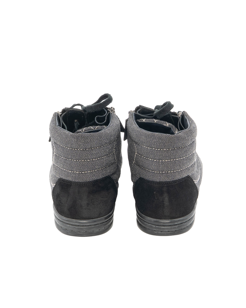 CHANEL DOUBLE ZIP HIGH TRAINERS 39 BLACK DENIM H G30617 0286