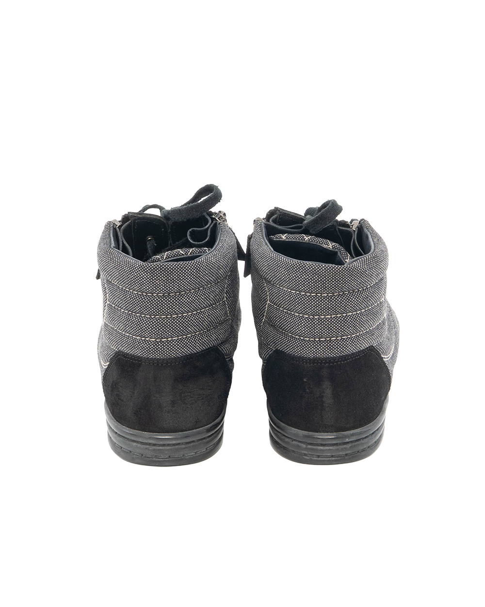 CHANEL DOUBLE ZIP HIGH TRAINERS 39 BLACK DENIM H G30617 0286