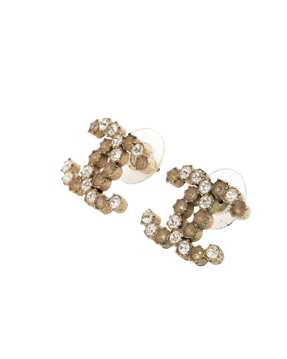 CHANEL EARRINGS CC LOGO DIAMOND 2 CM WHITE GOLD DIAMOND GHW 0403