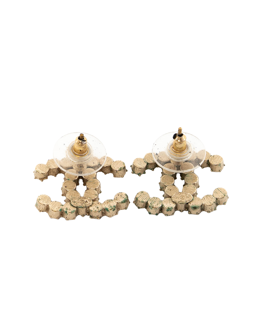 CHANEL EARRINGS CC LOGO DIAMOND 2 CM WHITE GOLD DIAMOND GHW 0404