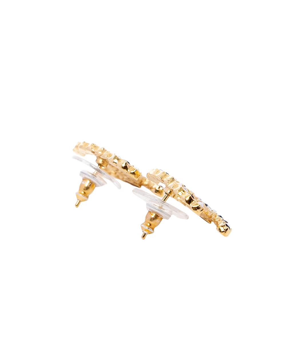 CHANEL EARRINGS CC LOGO GOLD BLACK PEARL GHW A20 K 03020