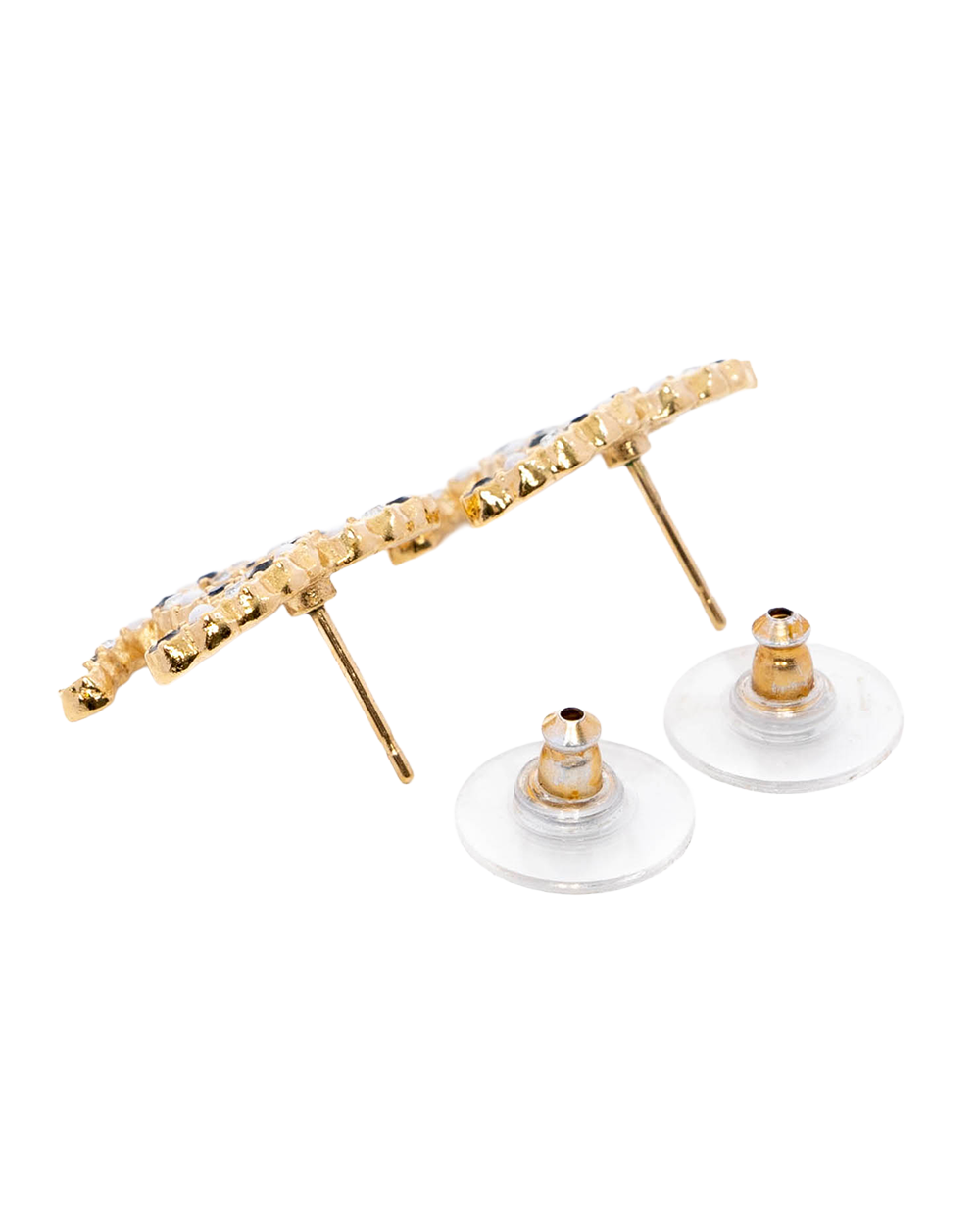 CHANEL EARRINGS CC LOGO GOLD BLACK PEARL GHW A20 K 03024