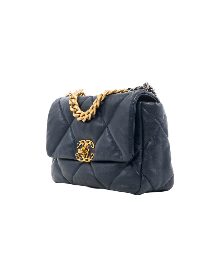 CHANEL FLAP 19 26 BLUE NAVY CALF GHW SHW 29762453 0444