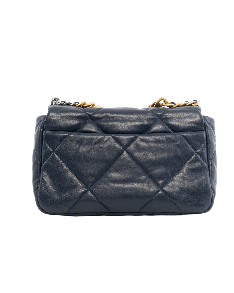 CHANEL FLAP 19 26 BLUE NAVY CALF GHW SHW 29762453 0446