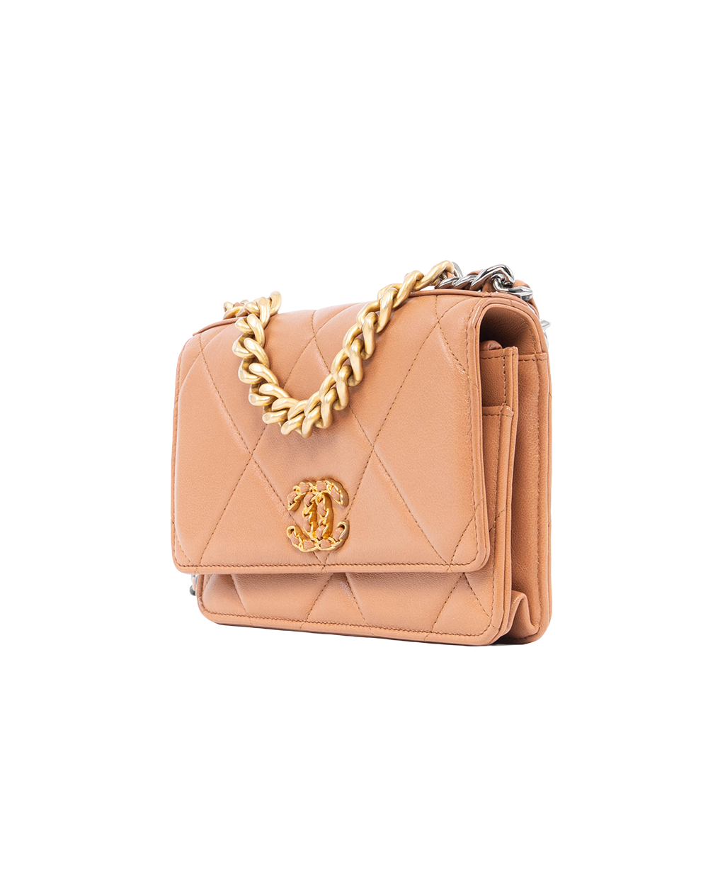 CHANEL FLAP 19 WOC 7.5 BLACK BROWN LAMB GHW 3117411 6069