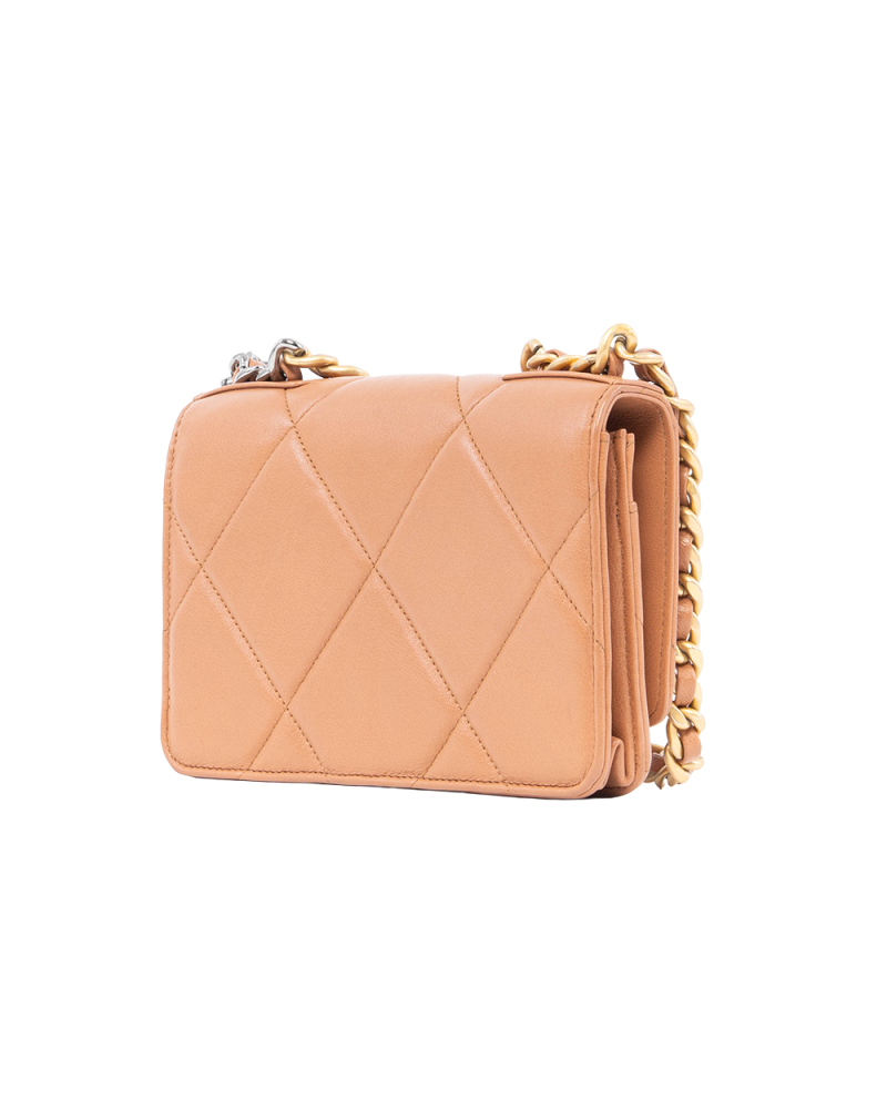 CHANEL FLAP 19 WOC 7.5 BLACK BROWN LAMB GHW 3117411 6070