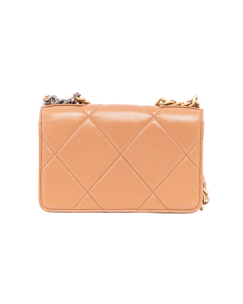 CHANEL FLAP 19 WOC 7.5 BLACK BROWN LAMB GHW 3117411 6071
