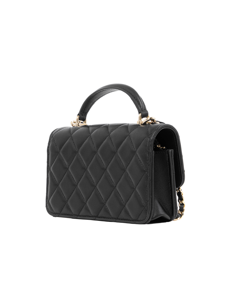CHANEL FLAP BAG WITH HANDLE MINI BLACK LAMB SGHW G0KH0HC2 6086