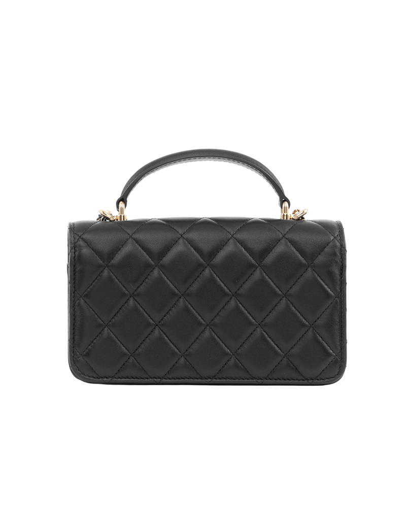 CHANEL FLAP BAG WITH HANDLE MINI BLACK LAMB SGHW G0KH0HC2 6087