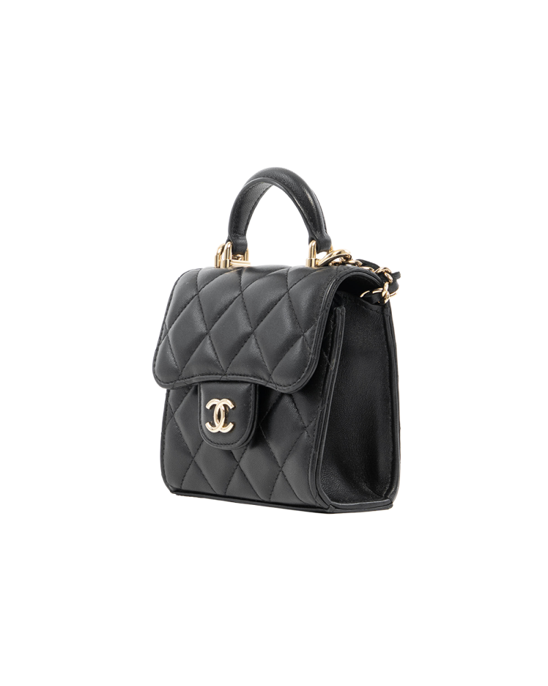 CHANEL FLAP COIN PURSECH MINI BLACK LAMB SHW 32116936 8156