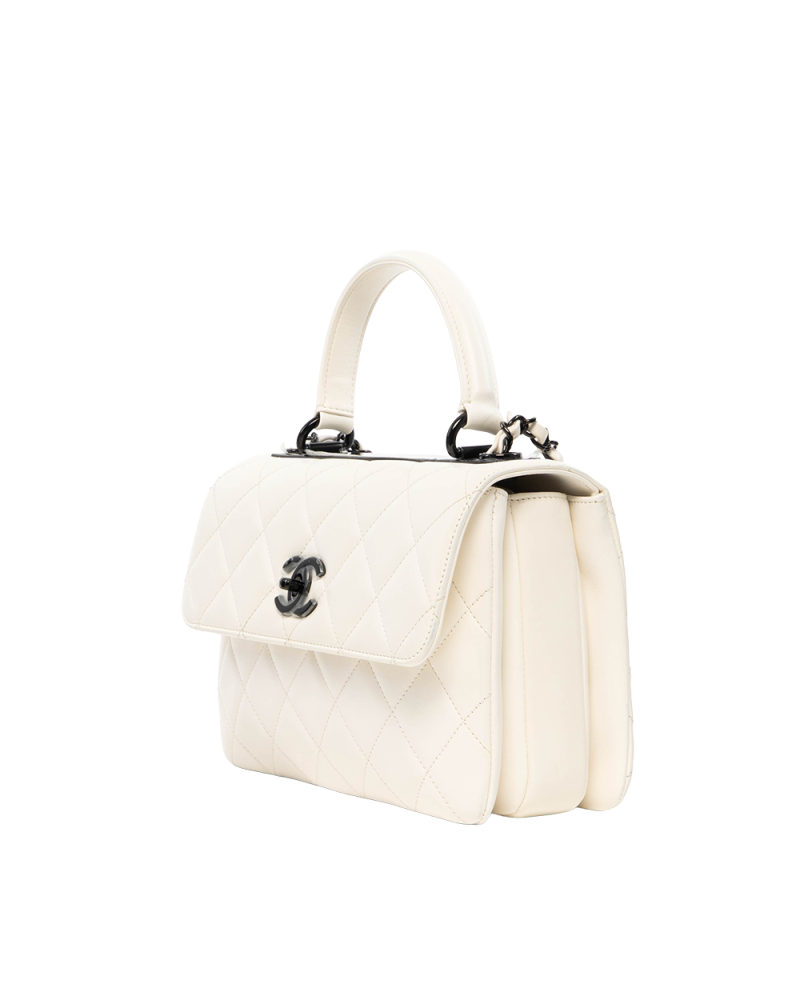 CHANEL FLAP HANDLE WITH CHAIN WHITE LAMB BHW XC1PGA90 7983