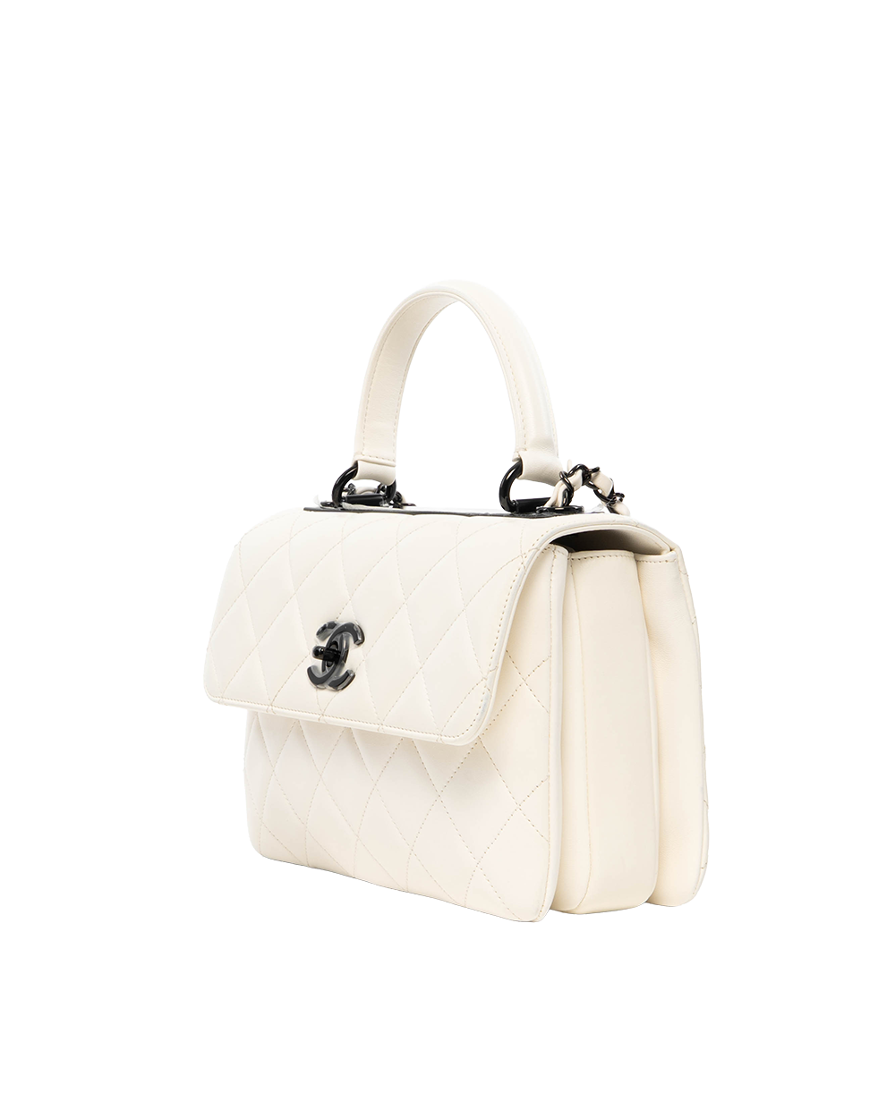 CHANEL FLAP HANDLE WITH CHAIN WHITE LAMB BHW XC1PGA90 7983