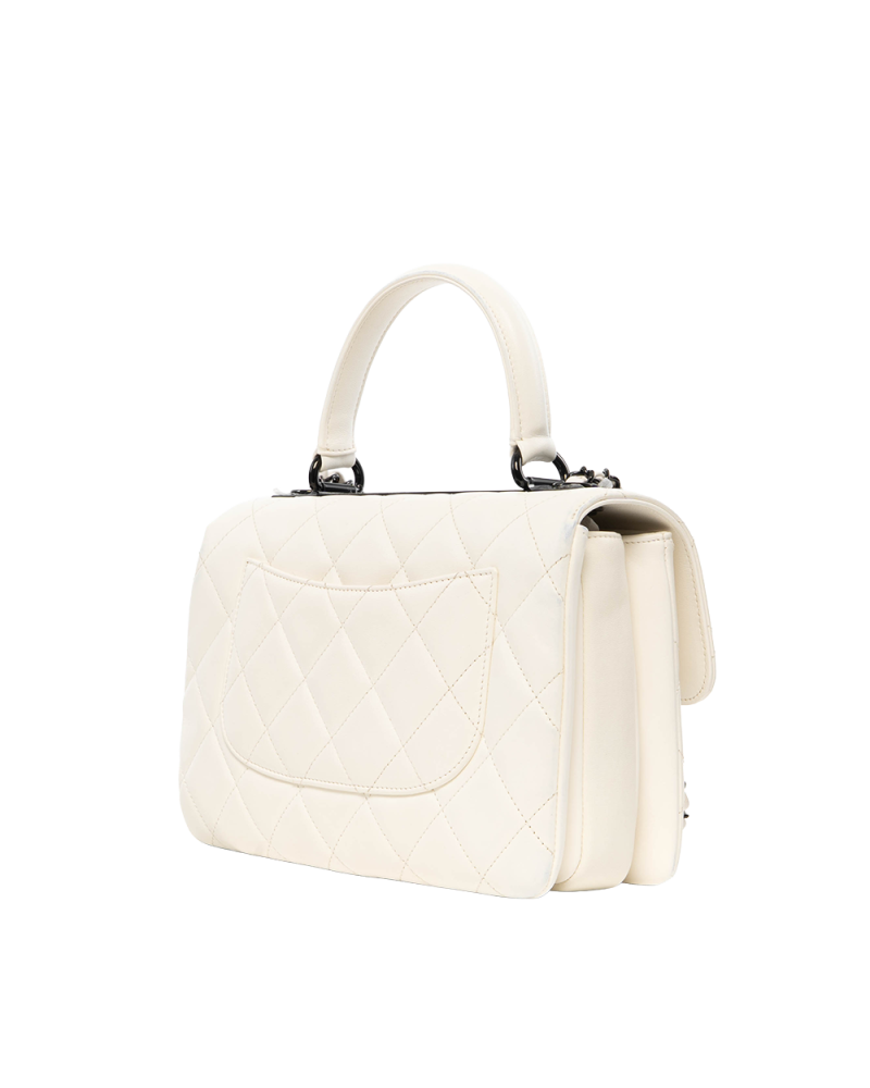 CHANEL FLAP HANDLE WITH CHAIN WHITE LAMB BHW XC1PGA90 7984