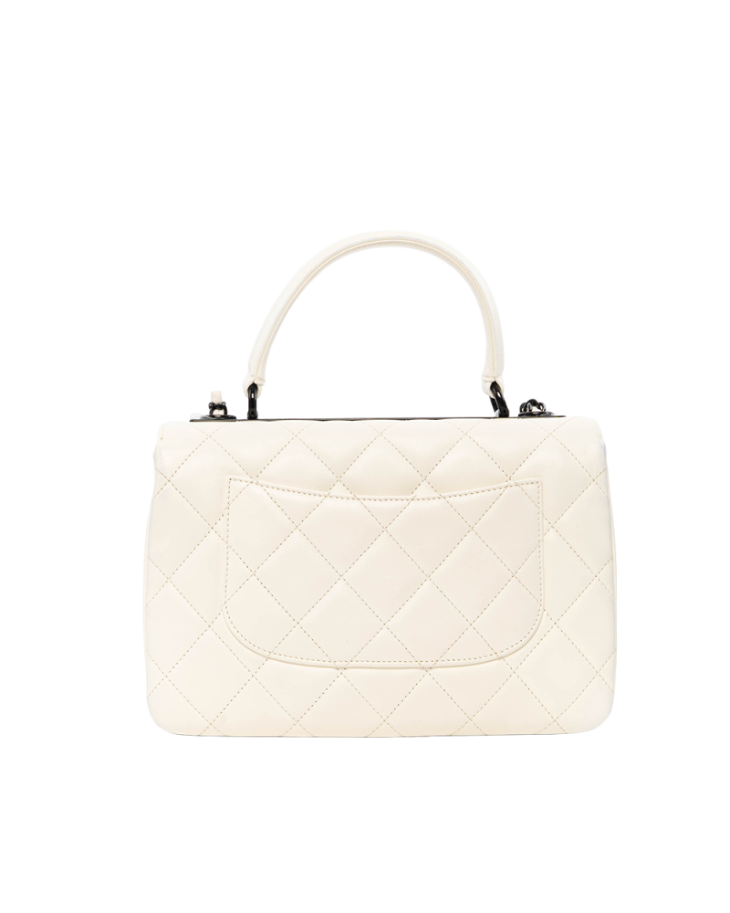 CHANEL FLAP HANDLE WITH CHAIN WHITE LAMB BHW XC1PGA90 7985