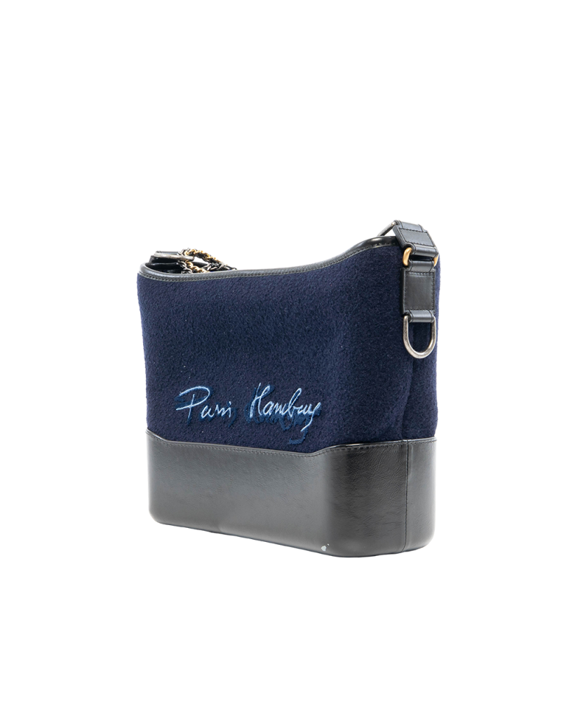 CHANEL GABRIELLE MEDIUM BLUE NAVY WOOL LEATHER BHW 26094499 7003