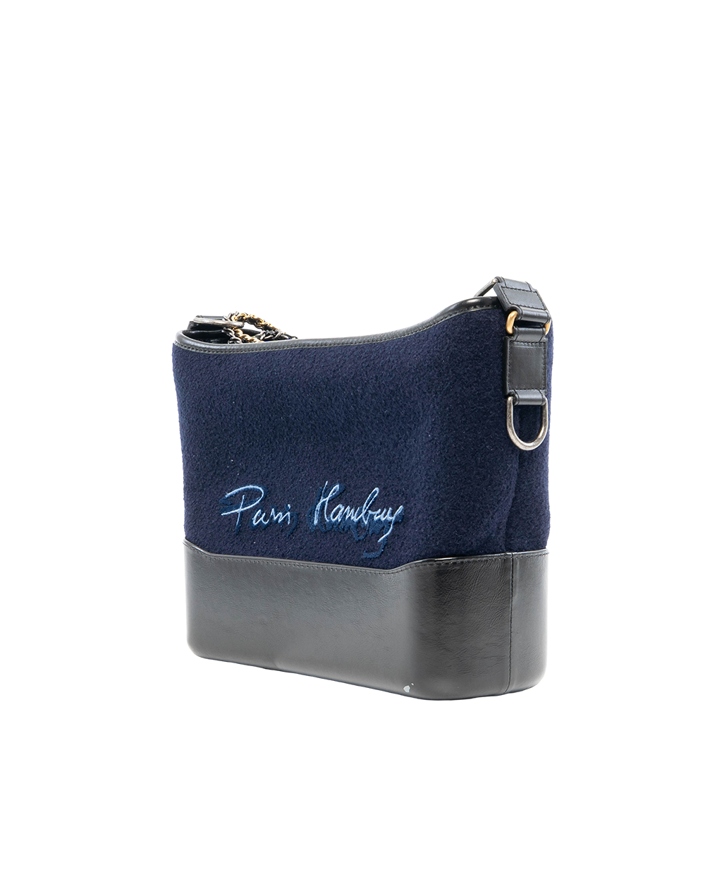 CHANEL GABRIELLE MEDIUM BLUE NAVY WOOL LEATHER BHW 26094499 7003