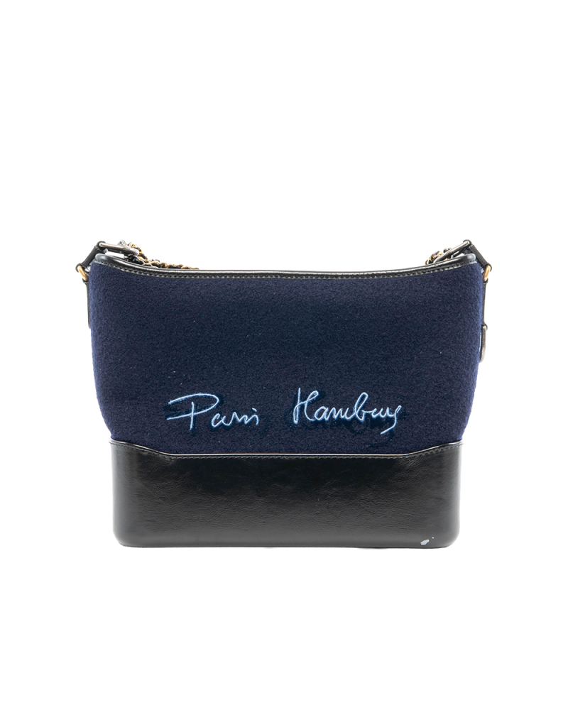 CHANEL GABRIELLE MEDIUM BLUE NAVY WOOL LEATHER BHW 26094499 7004