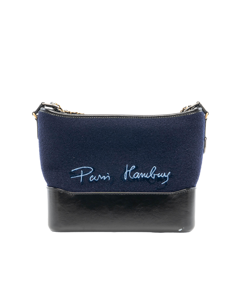 CHANEL GABRIELLE MEDIUM BLUE NAVY WOOL LEATHER BHW 26094499 7004